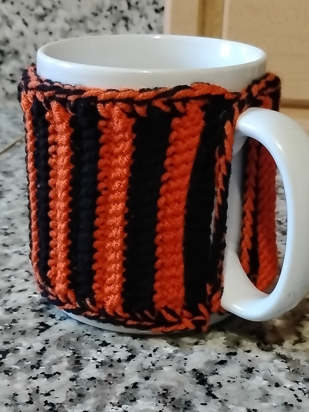 Handmade Black & Orange Crochet Mug Cozy